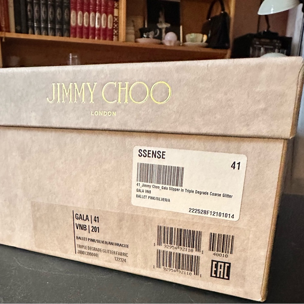 Jimmy Choo Glitter Flats with Bow Accent - Picture 5 of 7